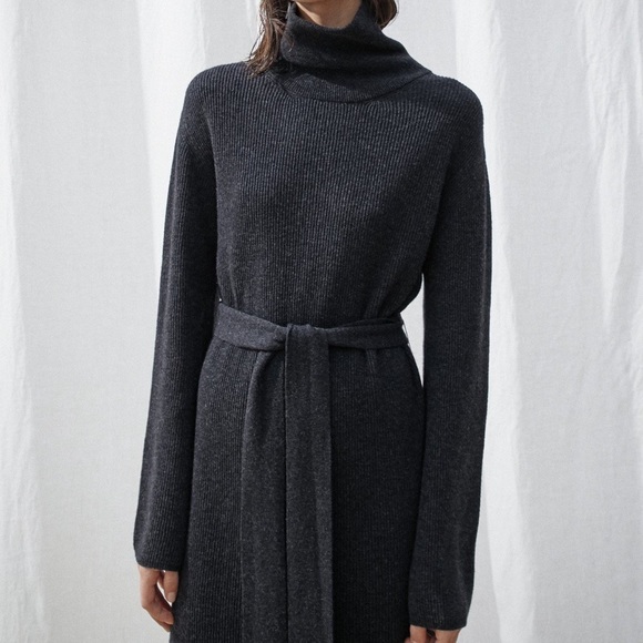 NANUSHKA Canaan Knit Turtleneck Sweater Dress Charcoal - Picture 3 of 7